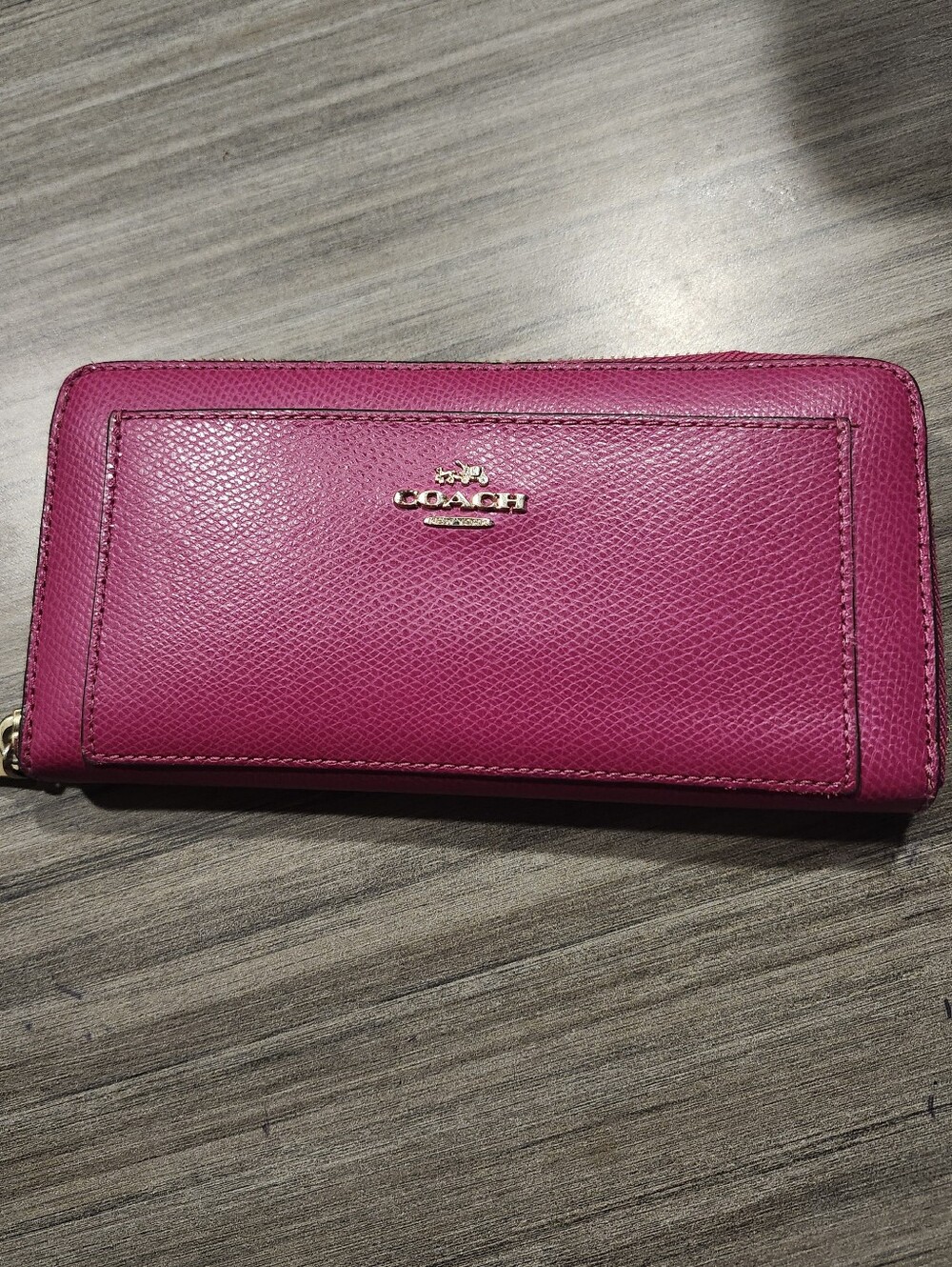 Coach Fuchsia Pink Leather Zip Wallet